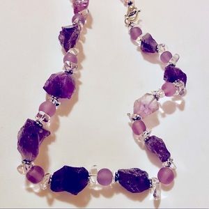 Chunky Raw Amethyst & Sterling Necklace